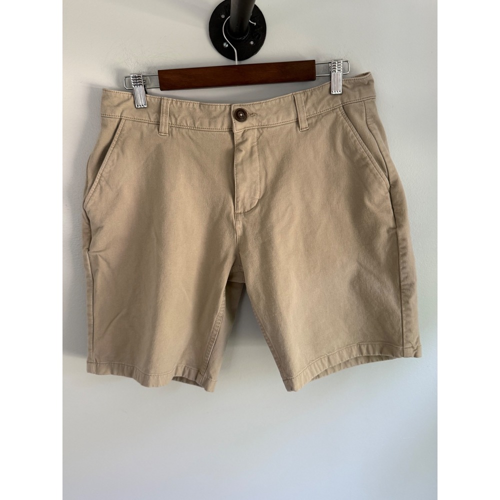 Mugsy Jakes Chino Shorts Mens 32 Khaki Tan Stretch Twill 9 Inch‎ Inseam Casual